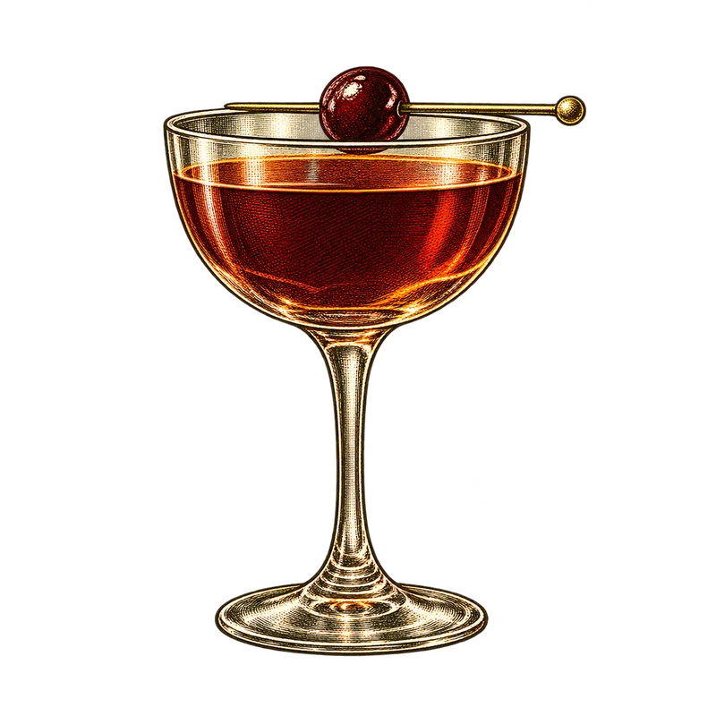 Vintage cocktail engraving: Camille’s Manhattan